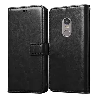 Fastship Vintage Magnatic Button Case Inside Build Back TPU Stand View Lether Flip Cover for Lenovo K53a48  K6 Note  Black-thumb1