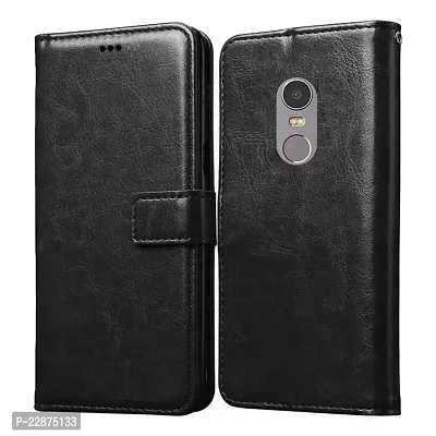 Fastship Vintage Magnatic Button Case Inside Build Back TPU Stand View Lether Flip Cover for Lenovo K53a48  K6 Note  Black-thumb2