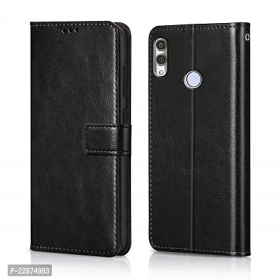 Fastship Faux Leather Wallet with Back Case TPU Build Stand  Magnetic Closure Flip Cover for Honor 10 Lite  Venom Black-thumb0