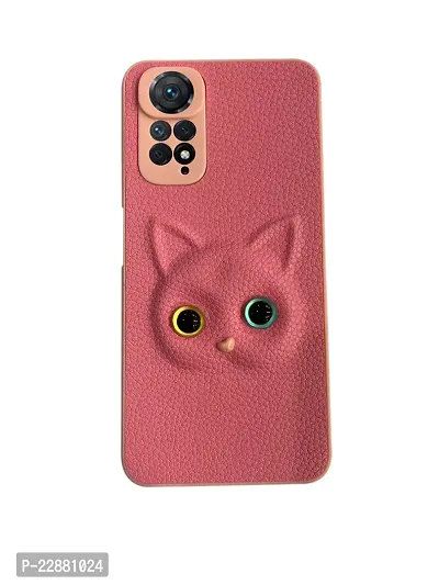 Fastship Coloured 3D POPUP Billy Eye Effect Kitty Cat Eyes Leather Rubber Back Cover for Redmi Note 11 5G  Baby Pink-thumb2