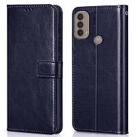 Fastship Case Vintage Magnatic Closer Leather Flip Cover for Motorola Moto E40  Cobalt Blue-thumb1