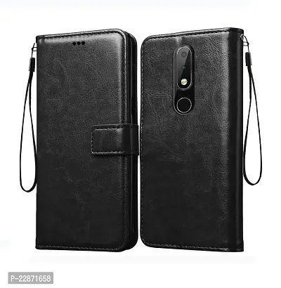 Fastship Cases Leather Finish Inside TPU Wallet Stand Magnetic Closure Flip Cover for Nokia 2 4  Venom Black-thumb0