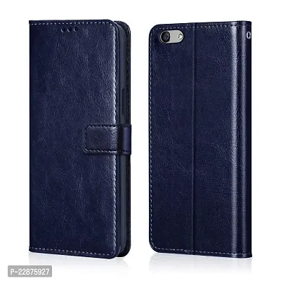 Fastship Cover Vintage Magnatic Closer Leather Flip Cover for Oppo CPH1701  A57 2016  Navy Blue