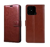 Fastship Vintage Magnatic Closer Leather Flip Cover for Mi MZB0DDPIN  Poco C55  Poco C55  Executive Brown-thumb1