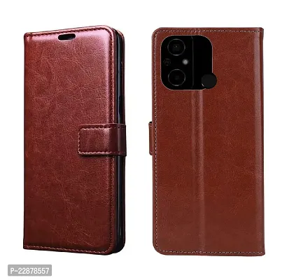 Fastship Vintage Magnatic Closer Leather Flip Cover for Mi MZB0DDPIN  Poco C55  Poco C55  Executive Brown-thumb2