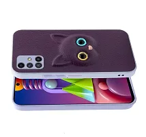 Coverage Coloured 3D POPUP Billy Eye Effect Kitty Cat Eyes Leather Rubber Back Cover for Samsung Galaxy A51  Purple-thumb1