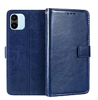 Fastship Leather Finish Inside TPU Wallet Back Case Stand Magnetic Closure Flip Cover for Redmi A1 2022  Navy Blue-thumb1