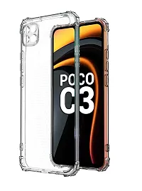 Fastship Rubber Silicone Back Cover for Poco C3  Transparent-thumb1