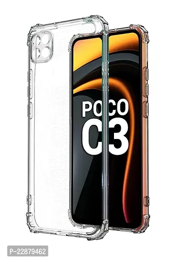 Fastship Rubber Silicone Back Cover for Poco C3  Transparent-thumb2