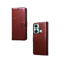 Fastship Vintage Magnatic Closer Leather Flip Cover for Infinix X6825  HOT 20Play  Executive Brown-thumb1