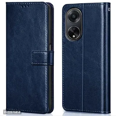 Fastship Cases Vintage Magnatic Closer Leather Flip Cover for Oppo CPH2527  Oppo F23 5G  Navy Blue-thumb2