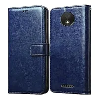 Fastship Case Vintage Magnatic Closer Leather Flip Cover for Motorola Moto C Plus  Cobalt Blue-thumb1