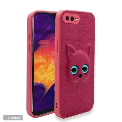 Coverage Coloured 3D POPUP Billy Eye Effect Kitty Cat Eyes Leather Rubber Back Cover for Realme C1  Baby Pink