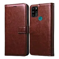 Fastship Vintage Magnatic Button Case Inside Build Back TPU Stand View Lether Flip Cover for Micromax in Note 1  E7746  Brown-thumb1