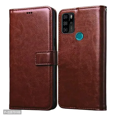 Fastship Vintage Magnatic Button Case Inside Build Back TPU Stand View Lether Flip Cover for Micromax in Note 1  E7746  Brown-thumb2