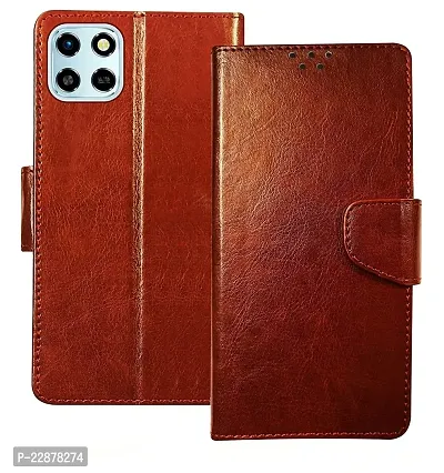 Fastship Leather Finish Inside TPU Wallet Stand Magnetic Closure Flip Cover for Infinix Smart 6 HD  Executive Brown-thumb2