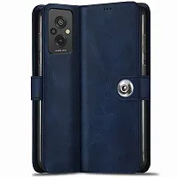 Fastship Genuine Matte Leather Finish Flip Cover for Mi Redmi 11 Prime 4G  Inside Back TPU  Inbuilt Stand  Wallet Stylish Button Magnetic Closure for REDMI 11 Prime 4G  Navy Blue-thumb1