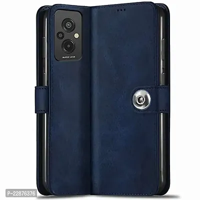 Fastship Genuine Matte Leather Finish Flip Cover for Mi Redmi 11 Prime 4G  Inside Back TPU  Inbuilt Stand  Wallet Stylish Button Magnetic Closure for REDMI 11 Prime 4G  Navy Blue-thumb2