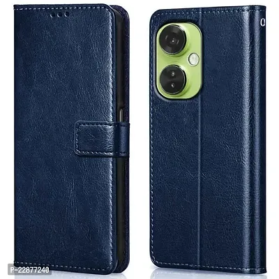 Fastship Cover Case Faux Leather Wallet with Back Case TPU Build Stand  Magnetic Closure Flip Cover for OnePlus Nord CE 3 Lite 5G  Navy Blue-thumb0