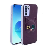 Coverage Colour Eye Cat Soft Kitty Case Back Cover for Oppo Reno6 5G  Faux Leather Finish 3D Pattern Cat Eyes Case Back Cover Case for Oppo CPH2251  Reno 6 5G  Jam Purple-thumb1