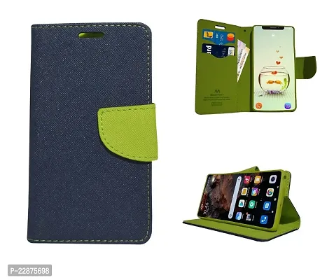 Coverage Imported Canvas Cloth Smooth Flip Cover for Mi Poco M2 Reloaded  Inside TPU  Inbuilt Stand  Wallet Back Cover Case Stylish Mercury Magnetic Closure  Blue Green-thumb2