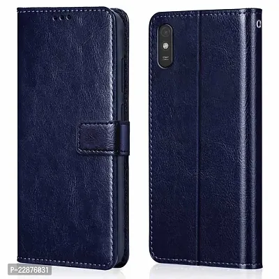 Fastship Leather Finish Inside TPU Back Case Wallet Stand Magnetic Closure Flip Cover for Vivo Y91i  Blue-thumb2