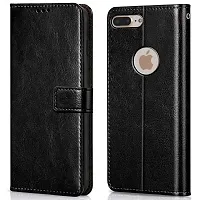 Fastship Vintage Magnatic Button Case Inside Build Back TPU Stand View Lether Flip Cover for Apple I Phone 7Plus  Black-thumb1