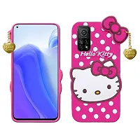 Fastship 3D Cute Soft Silicone Rubber Case with Pendant Girls Back Cover for Mi Redmi Note 11Pro  Pink-thumb1