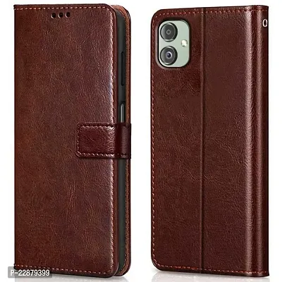 Fastship Leather Finish Inside TPU Wallet Stand Magnetic Closure Flip Cover for Samsung Galaxy F14 5G  Executive Brown