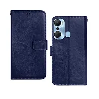 Fastship Leather Finish Inside TPU Wallet Back Case Stand Magnetic Closure Flip Cover for Infinix Hot 12 Pro  Navy Blue-thumb1