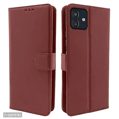 Coverage Leather Finish Inside TPU Wallet Back Case Stand Magnetic Closure Flip Cover for Samsung Galaxy M13 5G  Executive Brown-thumb0