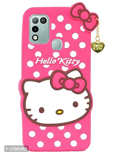 Fastship case Silicone Soft Hello Cat Kitty with Pendant Case Proper fit Back Cover for Infinix Hot 10 Play  Pink