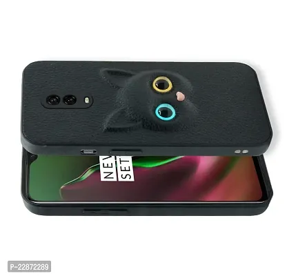 Fastship Coloured 3D POPUP Billy Eye Effect Kitty Cat Eyes Leather Rubber Back Cover for OnePlus 6T  Pitch Black-thumb2