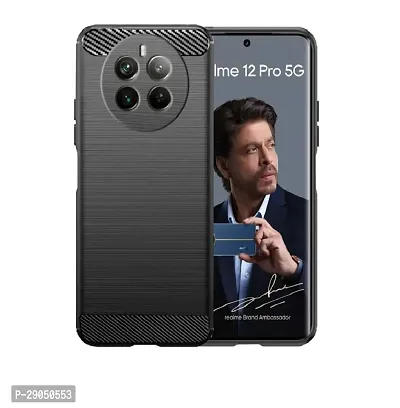 Fastship Silicone Hybrid Matte Rubber Case Back Cover for Realme 12 Pro+ 5G- Black-thumb2