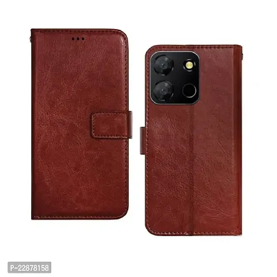 Fastship Cases Vintage Magnatic Closer Leather Flip Cover for ITEL P662L  Itel P40 6 6 Inch  Executive Brown-thumb2