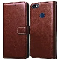 Fastship Vintage Magnatic Button Case Inside Build Back TPU Stand View Lether Flip Cover for Tecno IN6  Brown-thumb1