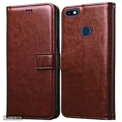 Fastship Vintage Magnatic Button Case Inside Build Back TPU Stand View Lether Flip Cover for Tecno IN6  Brown-thumb2