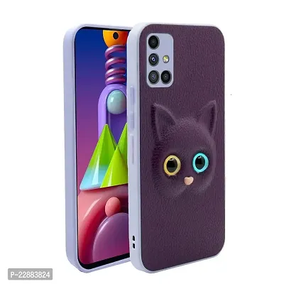 Coverage Coloured 3D POPUP Billy Eye Effect Kitty Cat Eyes Leather Rubber Back Cover for Samsung Galaxy A51  Purple-thumb0