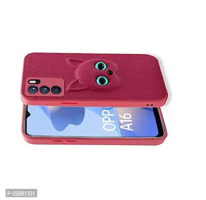 Coverage Colour Eye Cat Soft Kitty Case Back Cover for Oppo A16  Faux Leather Finish 3D Pattern Cat Eyes Case Back Cover Case for Oppo CPH2269  Oppo A16  Pink