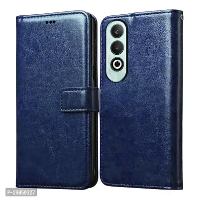 Fastship Vintage Magnatic Closer Matte Leather Flip Cover for OnePlus CPH2613 /Nord CE4 - Navy Blue