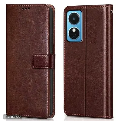 Fastship Cover Magnetic Closure Leather Wallet Case Book Flip Cover for Oppo CPH2477 Oppo A17  Cherry Brown-thumb0
