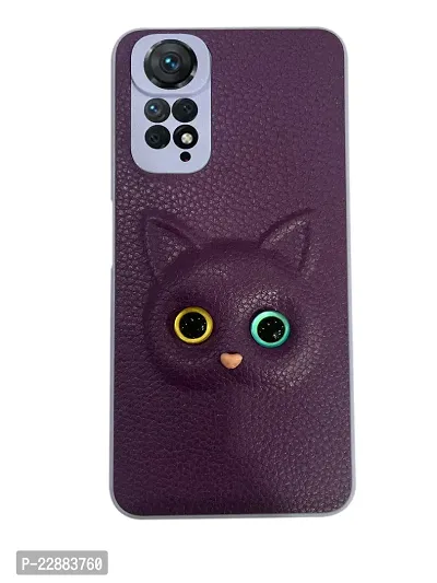 Coverage Colour Eye Cat Soft Kitty Case Back Cover for Redmi Note 11s  Faux Leather Finish 3D Pattern Cat Eyes Case Back Cover Case for Mi Redmi Note 11s  Jam Purple-thumb2