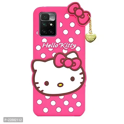 Fastship case Silicone Soft Hello Cat Kitty with Pendant Case Proper fit Back Cover for Redmi 10 Prime  Pink-thumb0