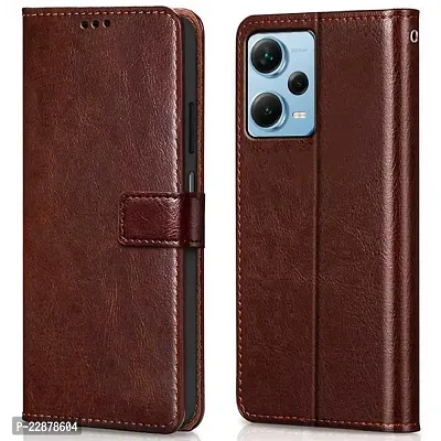 Fastship Vintage Magnatic Closer Leather Flip Cover for Mi REDMI Note12 5G  Executive Brown-thumb2