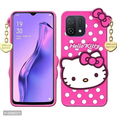 Fastship case Rubber Cat Kitty with Golden Latkan Case Back Cover for Oppo CPH2349 Oppo A16k  Pink