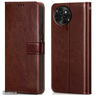 Fastship Cases Vintage Magnatic Closer Leather Flip Cover for itel S665L  itel S23  Executive Brown-thumb2