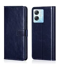 Fastship Vintage Magnatic Closer Leather Flip Cover for Infinix X6832  HOT 30 5G  Cobalt Blue-thumb1