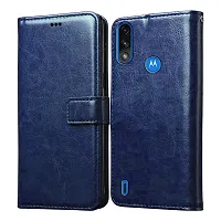 Fastship Case Vintage Magnatic Closer Leather Flip Cover for Motorola Moto E7 Power  Cobalt Blue-thumb1