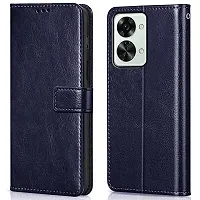 Fastship Leather Finish Inside TPU Wallet Back Case Stand Magnetic Closure Flip Cover for OnePlus Nord 2T 5G  Navy Blue-thumb1