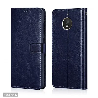 Fastship Case Vintage Magnatic Closer Leather Flip Cover for Moto E4 Plus  Cobalt Blue-thumb2